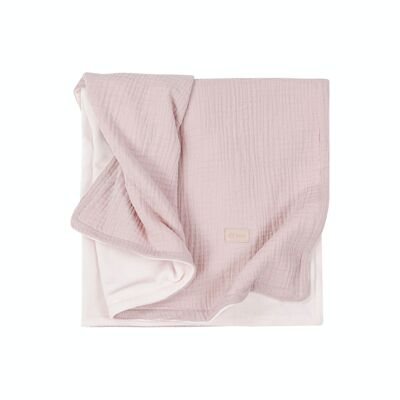 Muslin and chenille blanket for pram/cradle  - MAUVE PINK