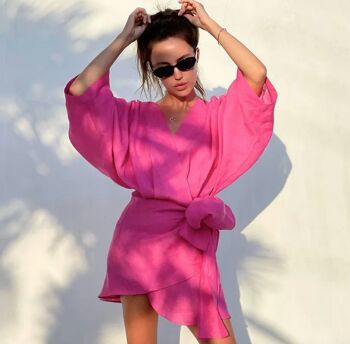 Robe portefeuille femme | rose | été | aérien | coton 2