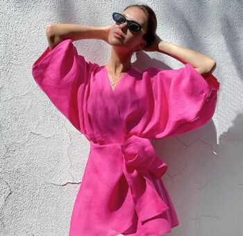 Robe portefeuille femme | rose | été | aérien | coton 3