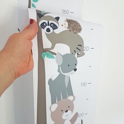 Customizable wood animal fabric height chart