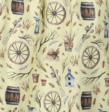 'Meadow' Rustic Cottagecore Scene Print Robe mi-longue froncée de grande taille | Tailles 16 18 20 22 24 26 2