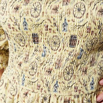 'Meadow' Rustic Cottagecore Scene Print Robe mi-longue froncée de grande taille | Tailles 16 18 20 22 24 26 7