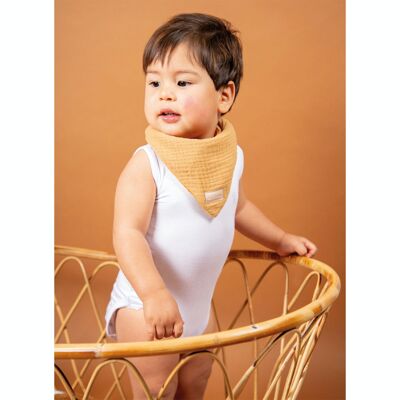 Bamboo organic cotton muslin BABY BIB - CARAMEL