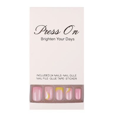 Fake Nails Set | manicure | pink | with design | 24 pcs