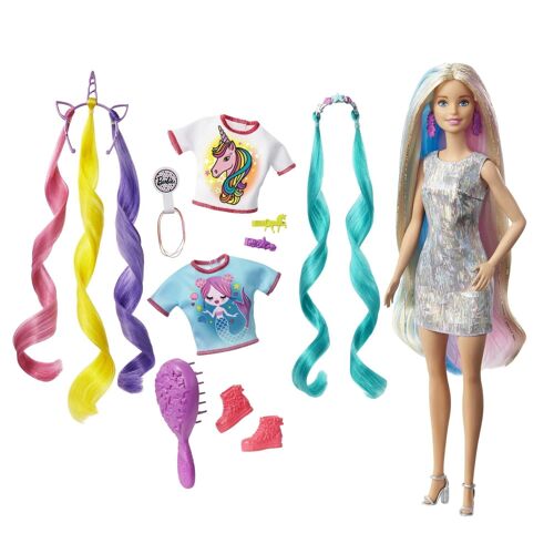 Poupée Barbie Cheveux Fantastiques avec Looks Sirène et Licorne