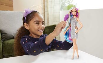 Poupée Barbie Cheveux Fantastiques avec Looks Sirène et Licorne 2