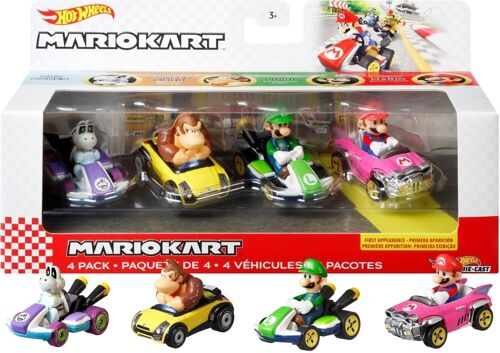 Hot Wheels-Assortiment Coffret 4 Véhicules Mario Kart