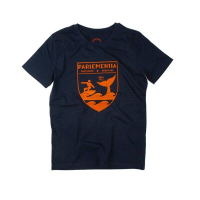 T-shirt Whale blu navy - arancione