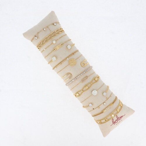 Kit de 16 bracelets - doré blanc - Coussin offert