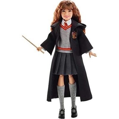 Mattel - Ref: FYM51 - Harry Potter 24 cm articulated Hermione Granger doll in fabric Gryffindor uniform with magic wand, collectible, children's toy