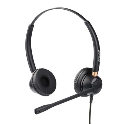 Call center headset wired Tellur Voice 520N, QD, binaural, USB, black