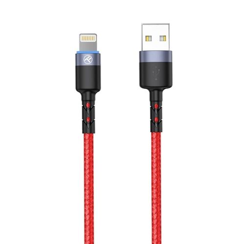 Tellur Data cable USB To Lightning With LED Light, 3A, 1.2m, red