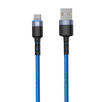 Câble de données Tellur USB vers Type-C avec lumière LED, 3A, 1,2 m, bleu 1