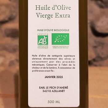Huile d'Olive Vierge Extra (artisanale, biologique, 500 mL) 3