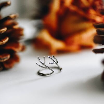 Deer Antler Ring Adjustable Brass