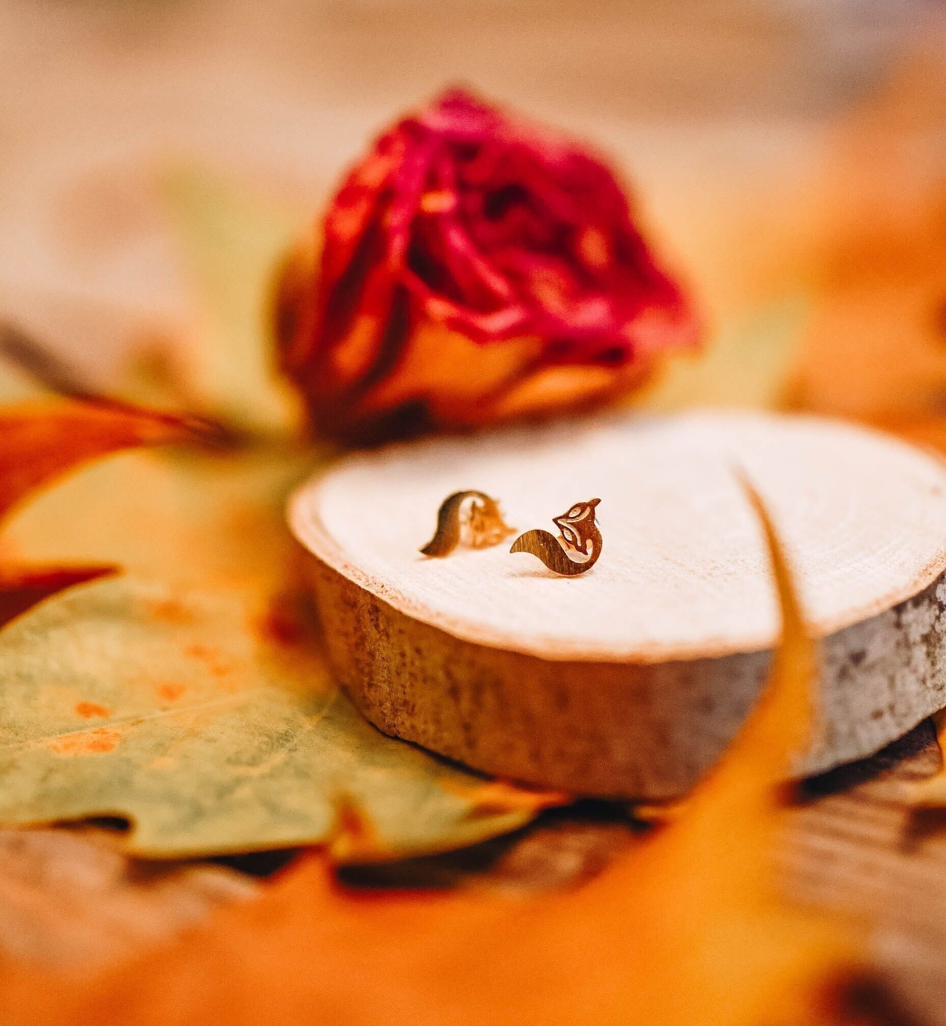 Orecchini Testa Coda di Volpe Dorata con oro zecchino