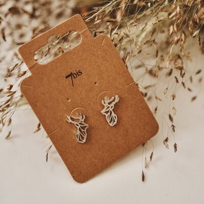 Geometric deer earrings, gilded with fine gold