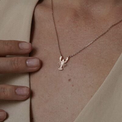 Rose gold brass lobster necklace