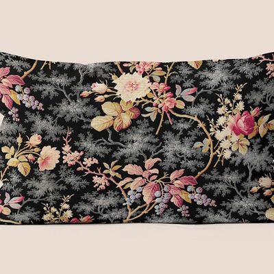 Cojín, 100% poliéster, tejido efecto lino, floral vintage, funda desenfundable, hecho en Francia - Maritsa