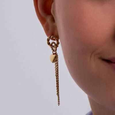 Caydie earrings - heart and dangling chains