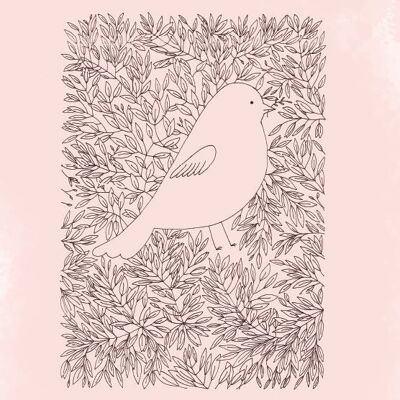 Large A5 NOTEBOOK Pink bird - poetry and delicacy