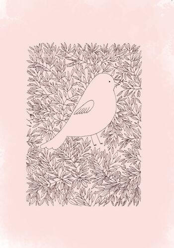 Grand CARNET A5 Oiseau rose - poésie et délicatesse 1
