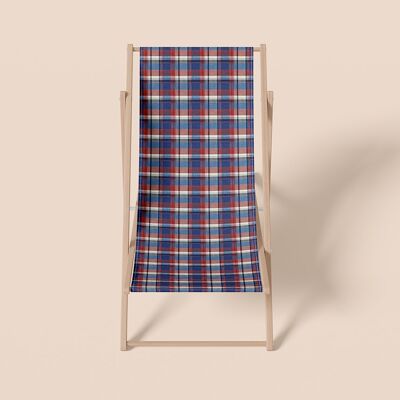 Sdraio, motivo tartan, 100% poliestere, legno di faggio, prodotto in Francia - Léocadie