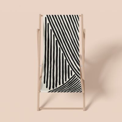 Liegestuhl, grafisches Muster, Streifen, hergestellt in Frankreich, schwarz-weiß – Suzanne