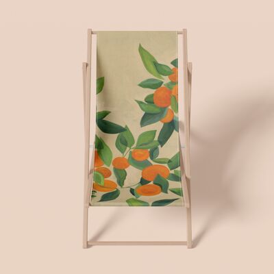 Outdoor Deck Chair, Decorative, Citrus Pattern, Beech Wood, Polyester - Ischia