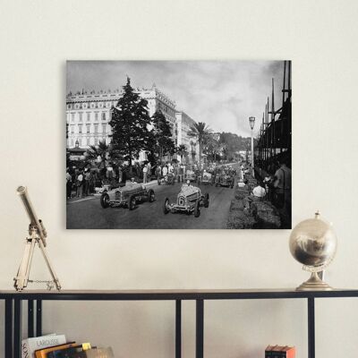 Rahmen mit Vintage-Fotografie, Druck auf Leinwand: Grand Prix von Nizza, 1933