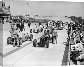 Cadre avec photographie d'époque, tirage sur toile : Grille du Grand Prix de France 1934 2