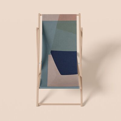Deck chair, outdoor furniture, graphic style, pink, beech wood, polyester - Pélagie model
