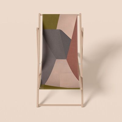 Deck chair, outdoor furniture, graphic style, pink, beech wood, polyester - Dorès model