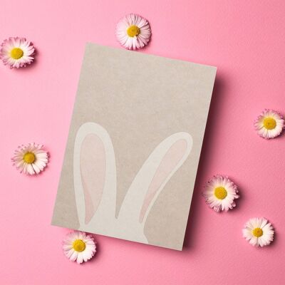 Easter card bunny - postcard Easter bunny for Easter greetings or as a gift idea for Easter, Happy Easter card bunny ears, card spring