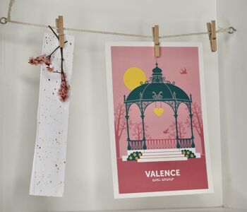 Carte postale Valence - kiosque rose