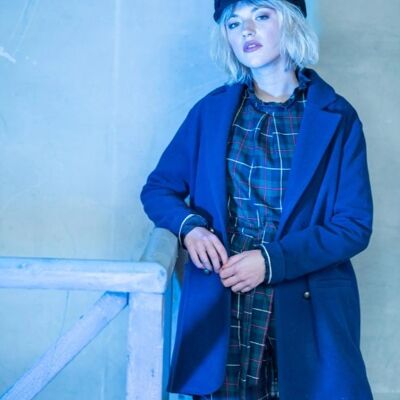 Marineblauer Suzanne-Blazer aus Wollsamt