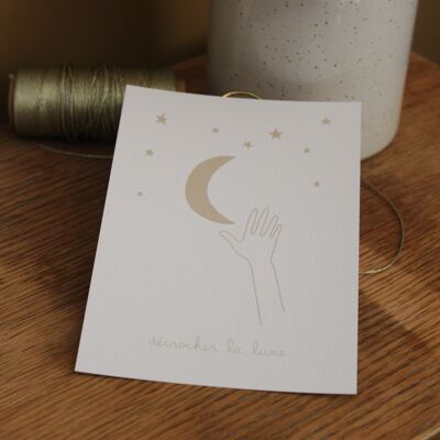 Postkarte Pick up the moon Beige