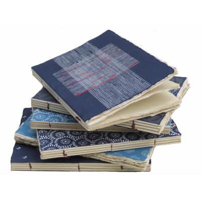 Quaderno in pergamena blu gamma indaco ispirazione tessile giapponese A6