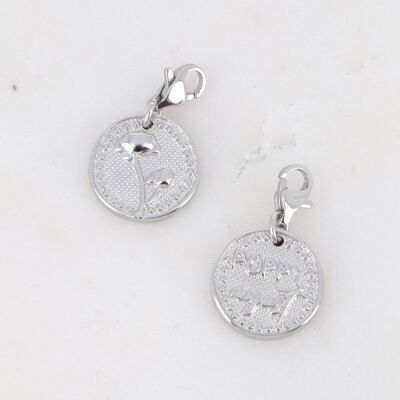 LOT - 3 charms Fleury rhodium - fleur de naissance