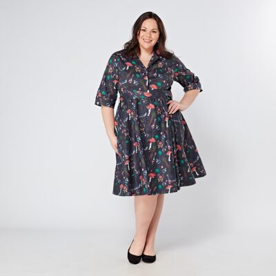 'Willow' Witchcraft Print Plus Size Shirt Dress | Sizes 16 18 20 22 24 26