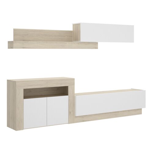 Mueble comedor Enna Roble Natural - Blanco Brillo