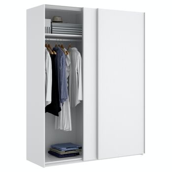 Armoire 2 portes coulissantes 150 cm Slide - Blanc Brillant 3