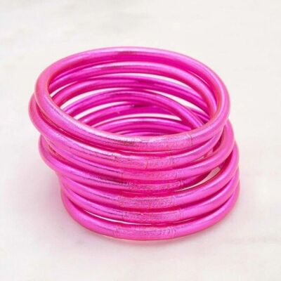 Jonc Bouddhiste épais avec mantra taille XL - Fuchsia