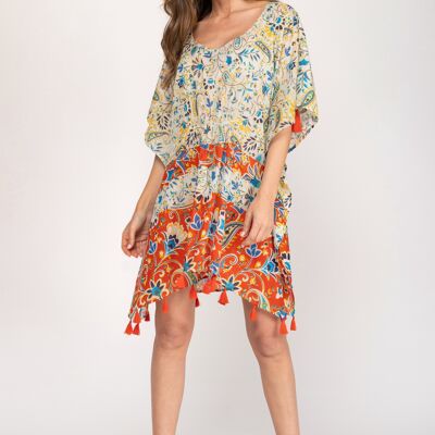 PRINTED TUNIC 100% COTTON AA7776TU_ORANGE