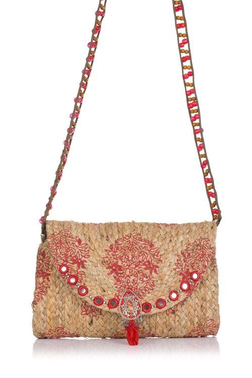 BOLSO ARTESANAL 50% PAJA 50% ALGODÓN AH7571BO_CORAL