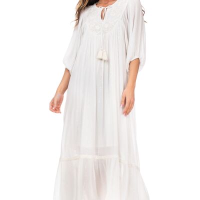 EINFACHES KLEID 100 % BAUMWOLLE AJ5343V_WHITE