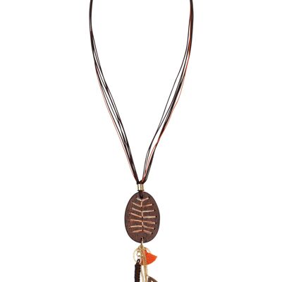 NECKLACE WITH LEATHER + METAL BEADS CE7590GA_UNICO