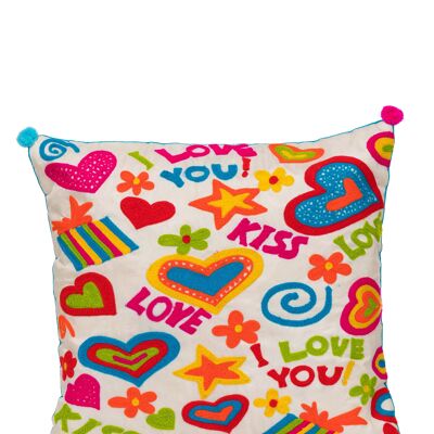 EMBROIDERED CUSHION COVER 40x40cm 100% POLYESTER DO5497-5CO_UNICO