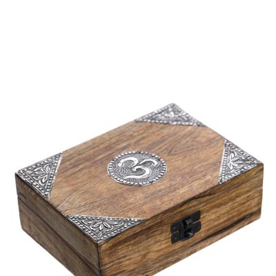 WOODEN BOX DECORATED METAL 18x13x5,84cm WOOD AND METAL DO5503BX_UNICO