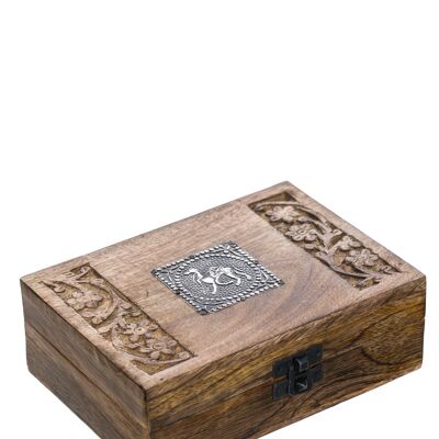 WOODEN BOX DECORATED METAL 18x13x5,84cm WOOD AND METAL DO5504BX_UNICO